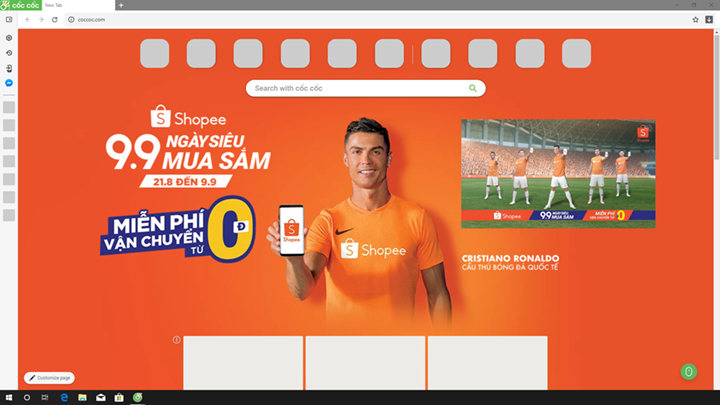 Shopee campaign on Cốc Cốc
