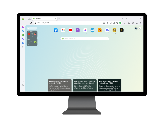 Cốc Cốc browser running on a desktop computer
